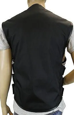 MEN'S BIKER UPDATED BLUE SWAT TEAM STYLE TEXTILE MOTORCYCLE VEST NEW