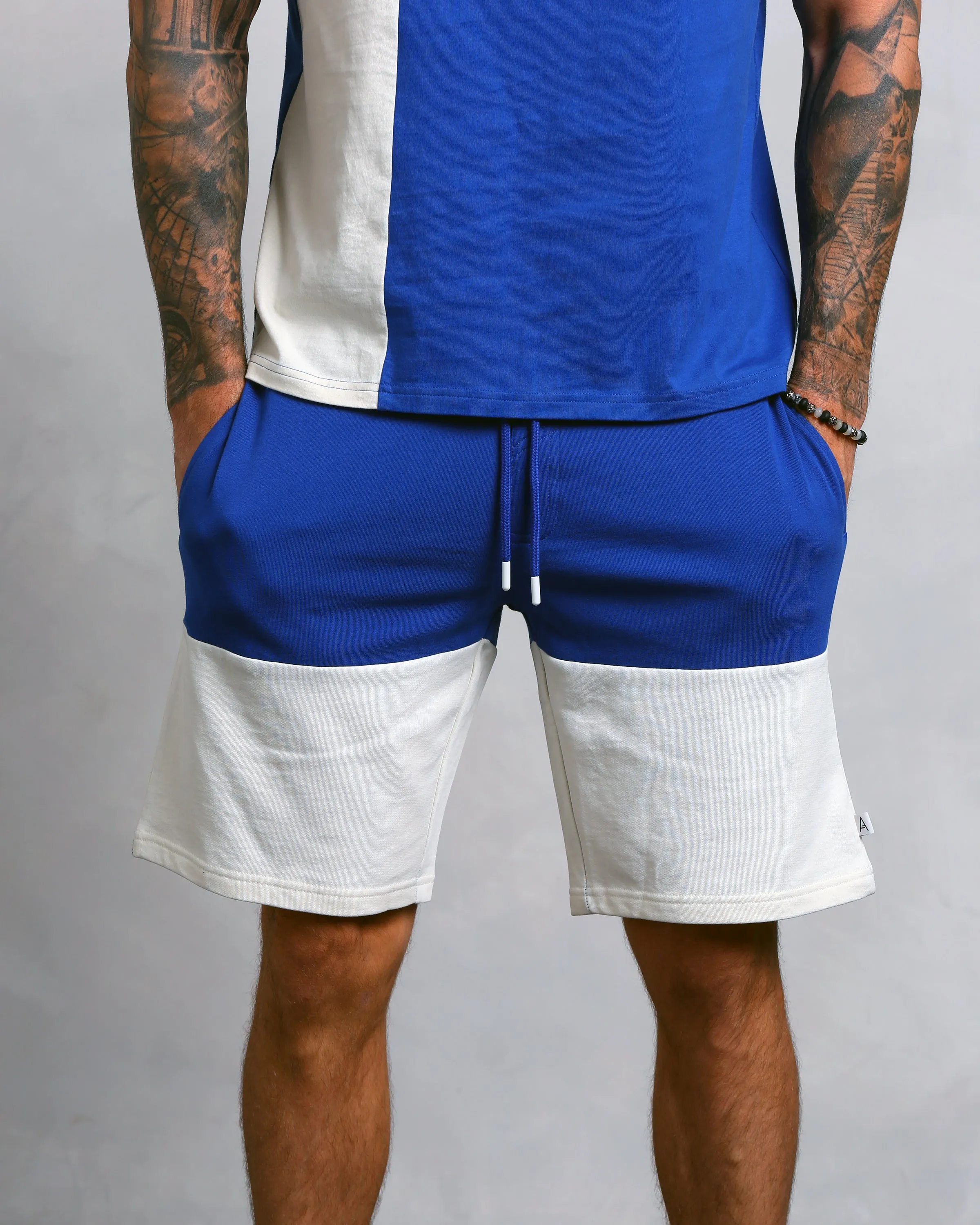 Men's Blue and White Panelled Short (Adam)