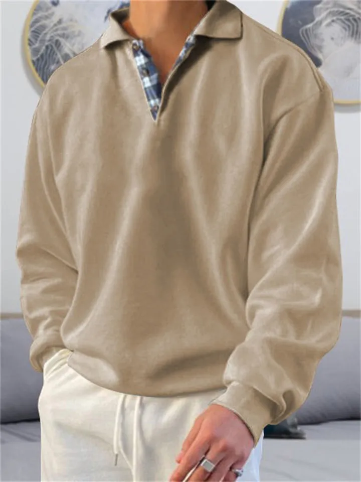 Men's British Style Sport Shirt Long Sleeve Lapel Tops
