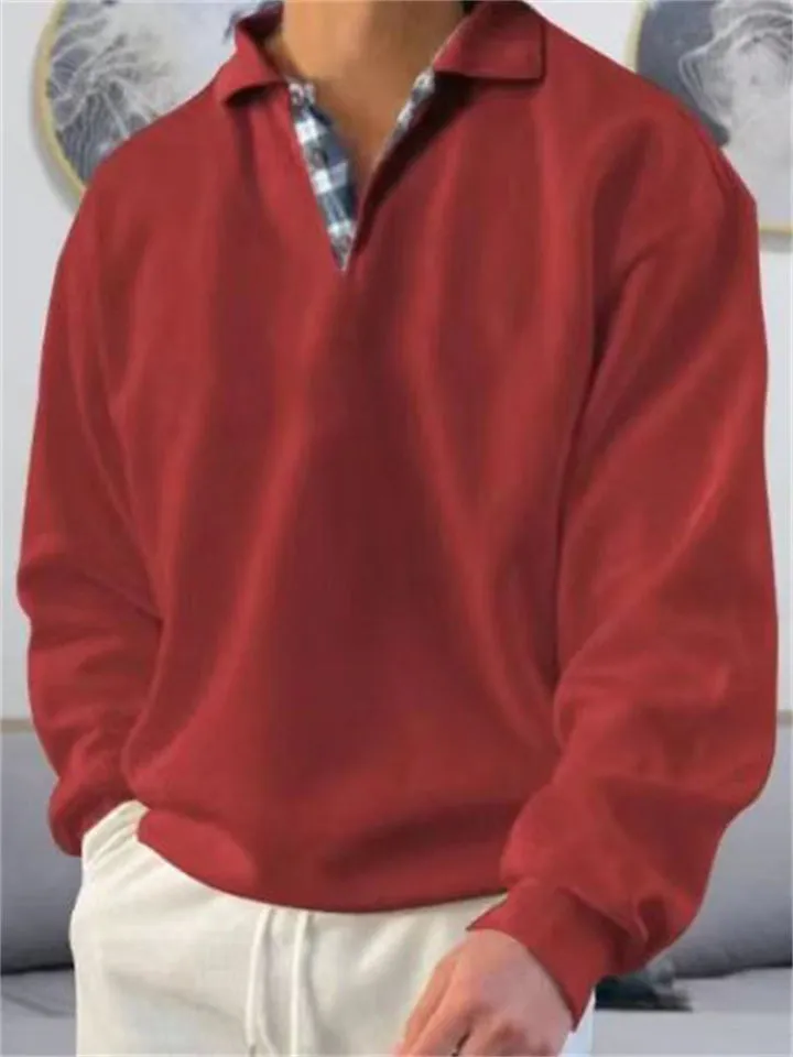 Men's British Style Sport Shirt Long Sleeve Lapel Tops