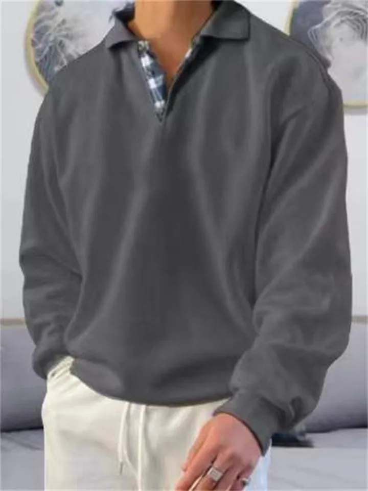 Men's British Style Sport Shirt Long Sleeve Lapel Tops
