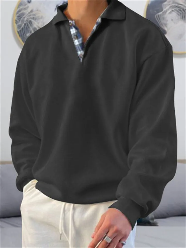Men's British Style Sport Shirt Long Sleeve Lapel Tops