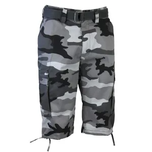 Men's Camouflage Cargo Shorts w/ Belt (Color: New City)