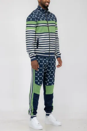 Men's Chainlink and Stripes 2-piece Track Suit