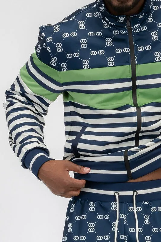 Men's Chainlink and Stripes 2-piece Track Suit
