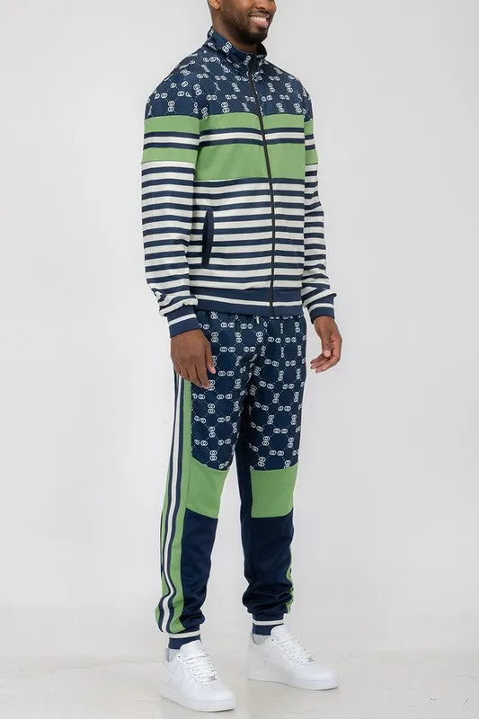 Men's Chainlink and Stripes 2-piece Track Suit