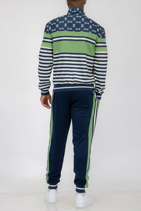 Men's Chainlink and Stripes 2-piece Track Suit