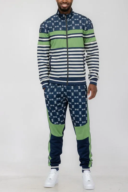 Men's Chainlink and Stripes 2-piece Track Suit