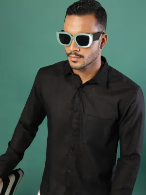 Men's Cotton Linen Cutaway Collar Shirt