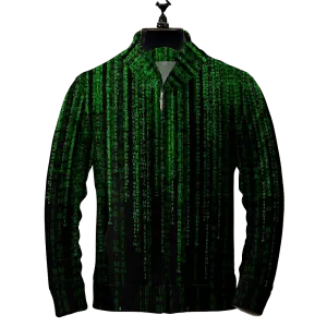 Men's Engineer Code Art Print Zipper Cardigan Jacket