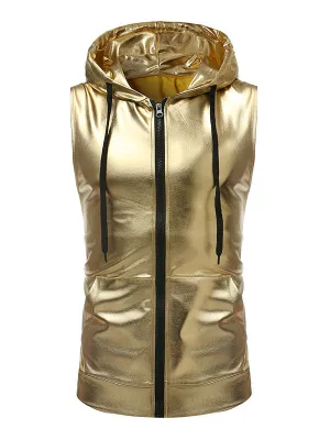 Men's Metallic Hooded Vest