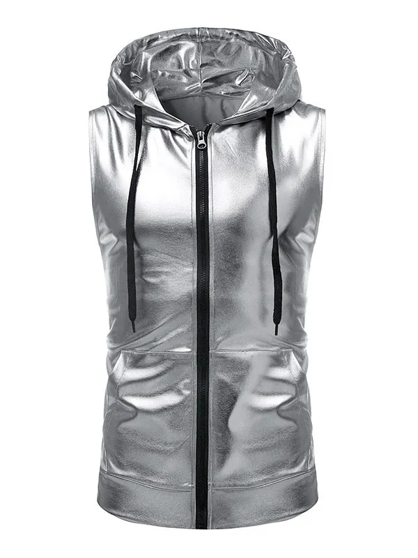 Men's Metallic Hooded Vest