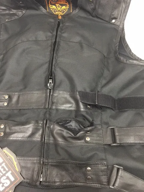 MEN'S MOTORCYCLE ASSAULT TEXTILE SWAT TACTICAL STYLE W/LEATHER TRIM & GUNPOCKET