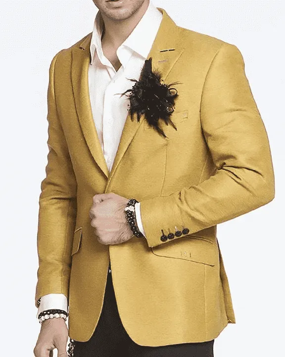 Men's New Fashion Blazer and Sport Coat Peak Gold