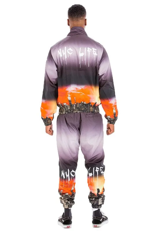 Men's NYC Life Printed Windbreaker 2-piece Track Suit