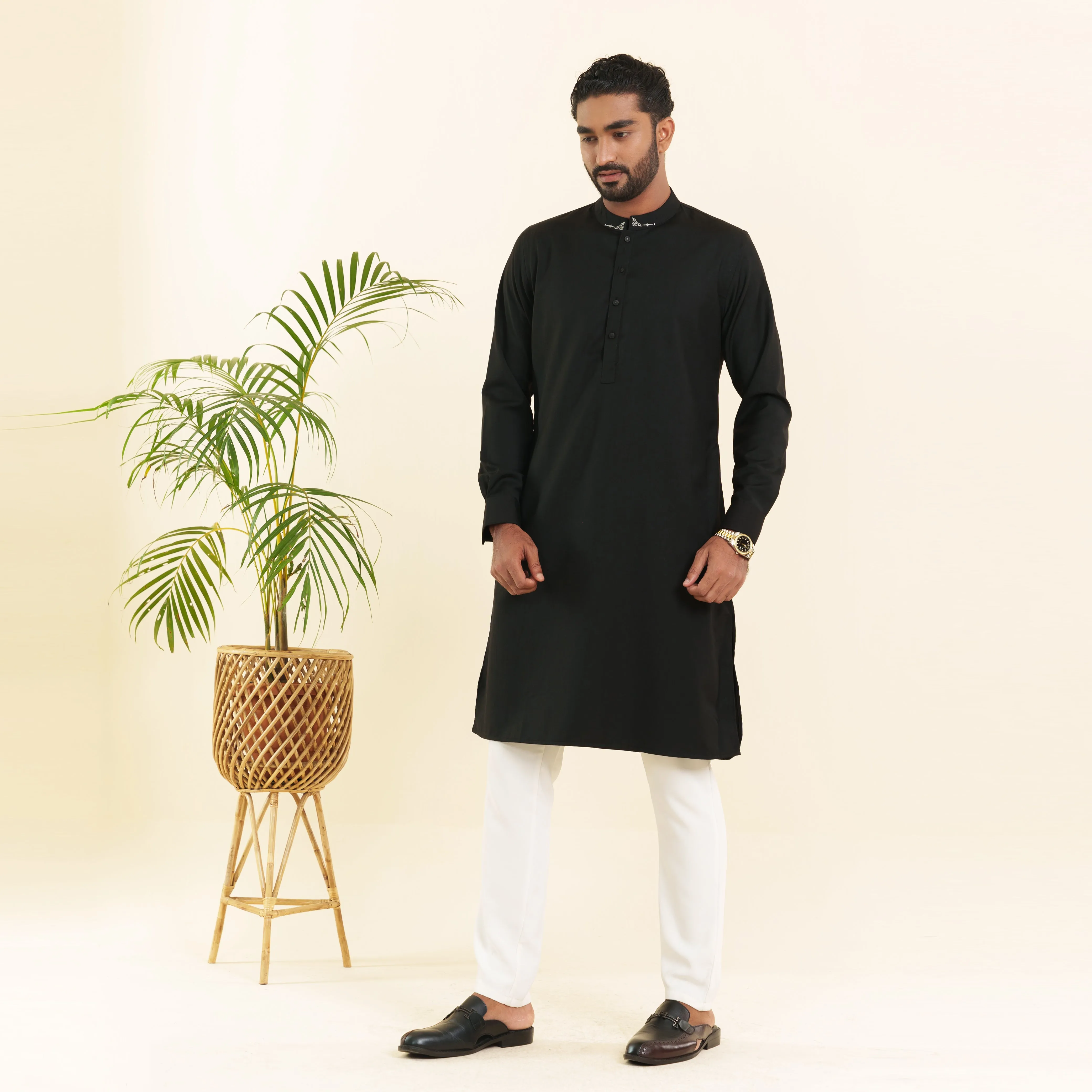 Mens Premium Panjabi- Jet Black