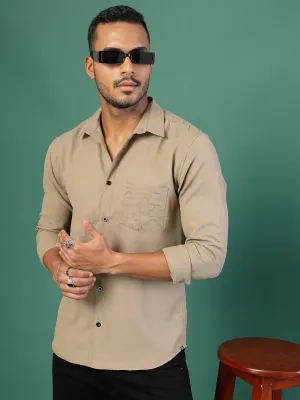 Men's Regular Fit Embroidered Cuban Collar Shirt