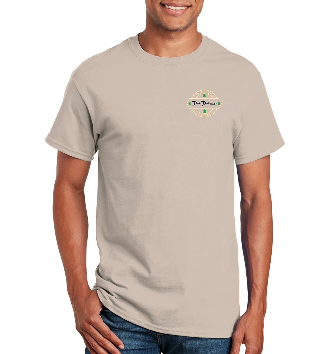 Men's Size Matters Flounder Short Sleeve Sand Cotton T-Shirt