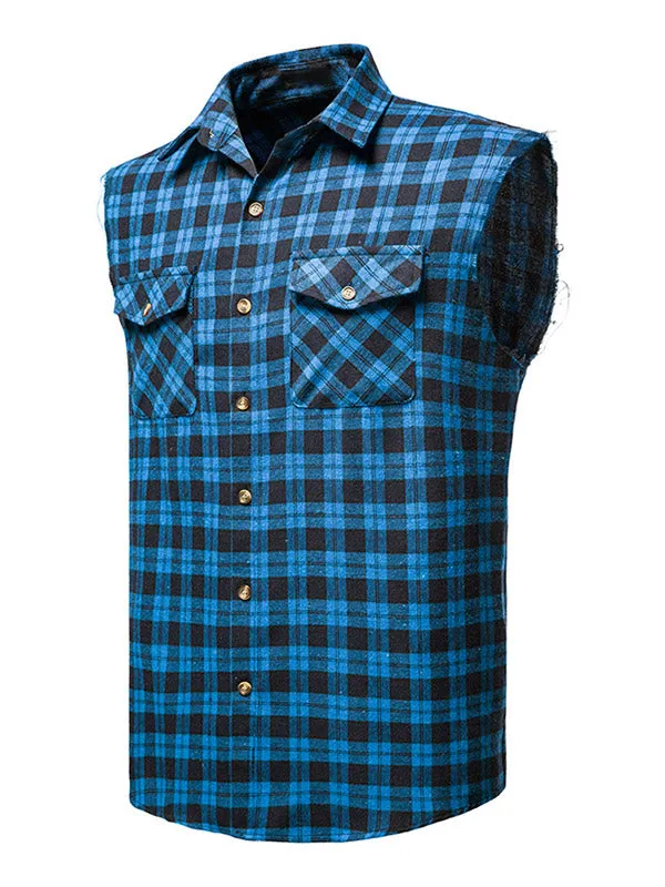 Men's Sleeveless Plaid Shirt