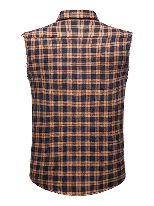 Men's Sleeveless Plaid Shirt