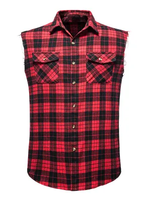Men's Sleeveless Plaid Shirt