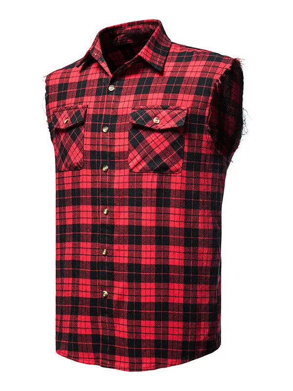 Men's Sleeveless Plaid Shirt