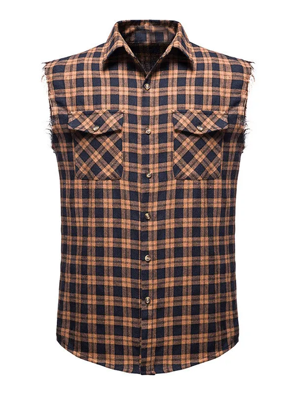 Men's Sleeveless Plaid Shirt