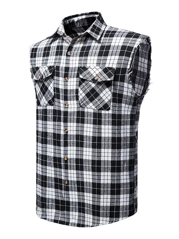Men's Sleeveless Plaid Shirt