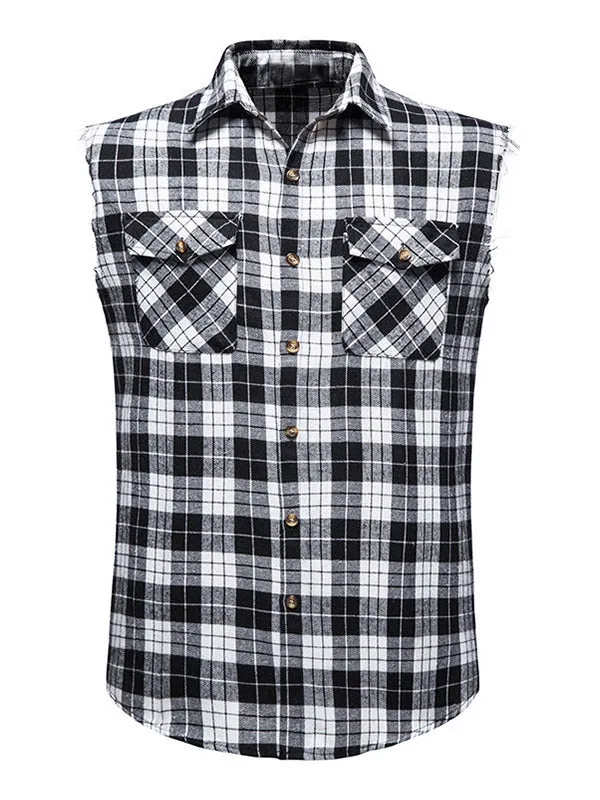 Men's Sleeveless Plaid Shirt
