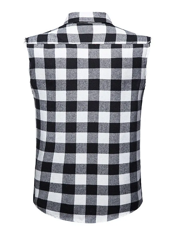 Men's Sleeveless Plaid Shirt