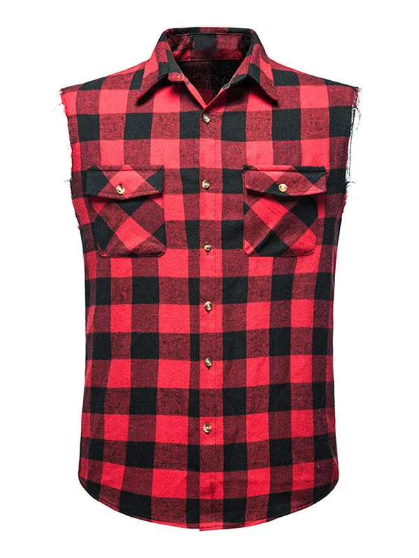 Men's Sleeveless Plaid Shirt