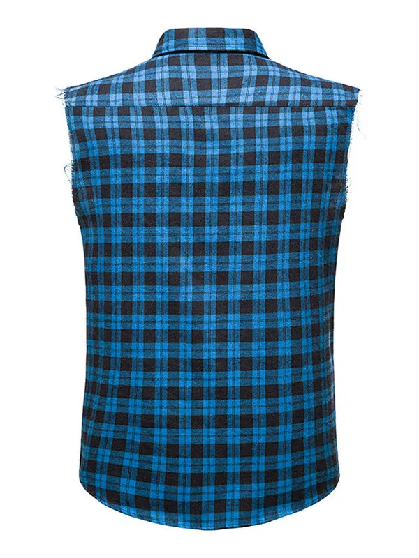 Men's Sleeveless Plaid Shirt