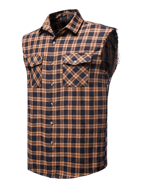 Men's Sleeveless Plaid Shirt
