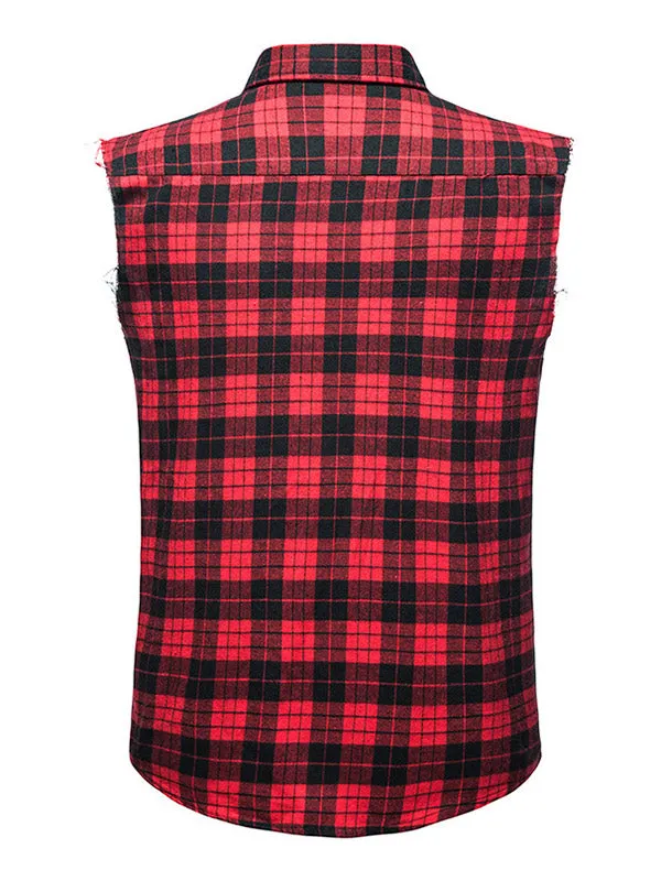 Men's Sleeveless Plaid Shirt