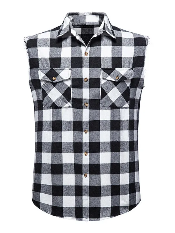 Men's Sleeveless Plaid Shirt