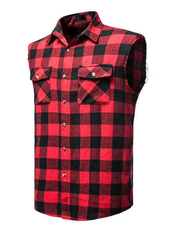 Men's Sleeveless Plaid Shirt