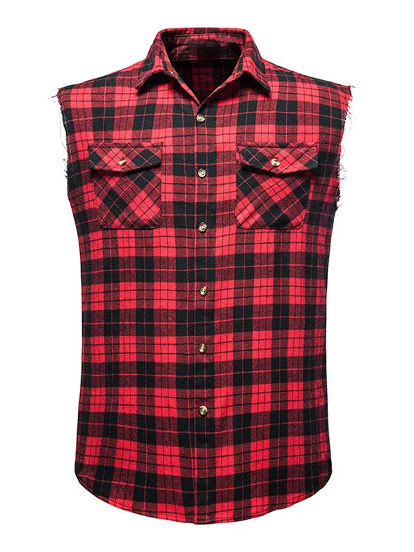 Men's Sleeveless Plaid Shirt