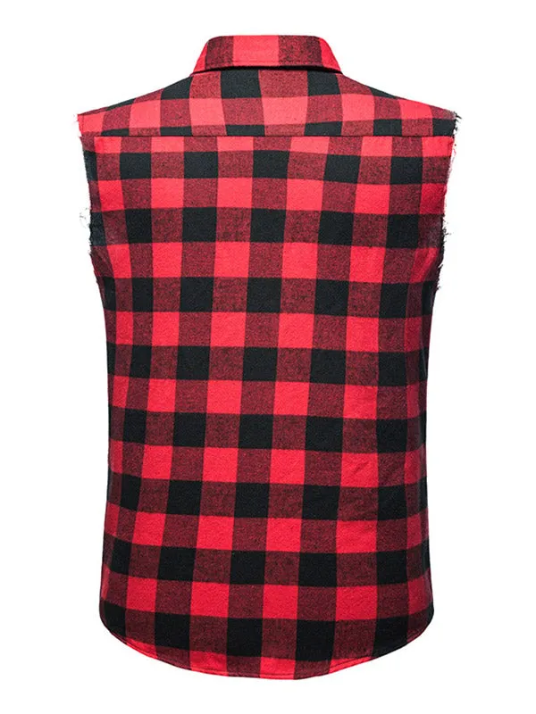 Men's Sleeveless Plaid Shirt