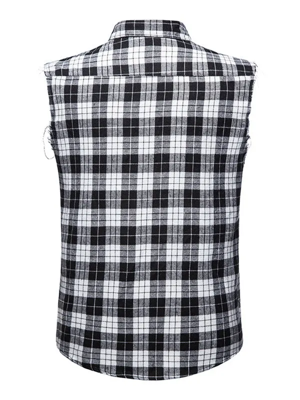 Men's Sleeveless Plaid Shirt