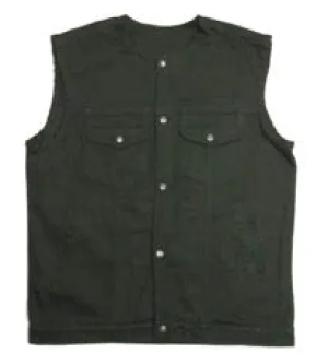 Men's SOA Style Collarless Black Denim Motorcycle Vest