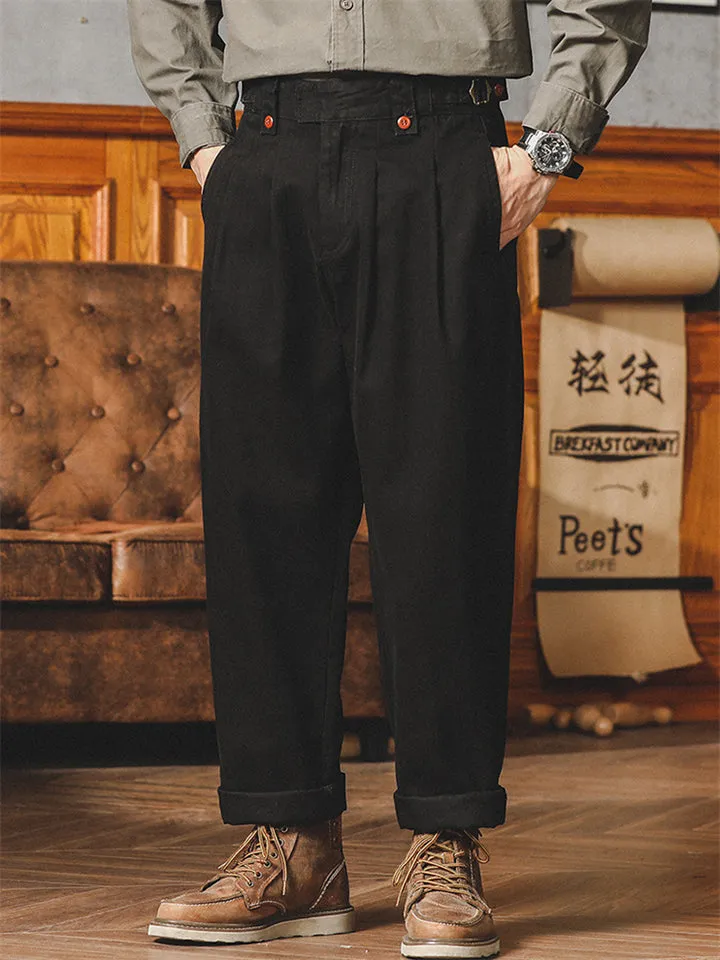 Men's Vintage Style Straight Leg High-rise American Causal Pants