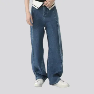 Mid rise sailor collar men's jeans