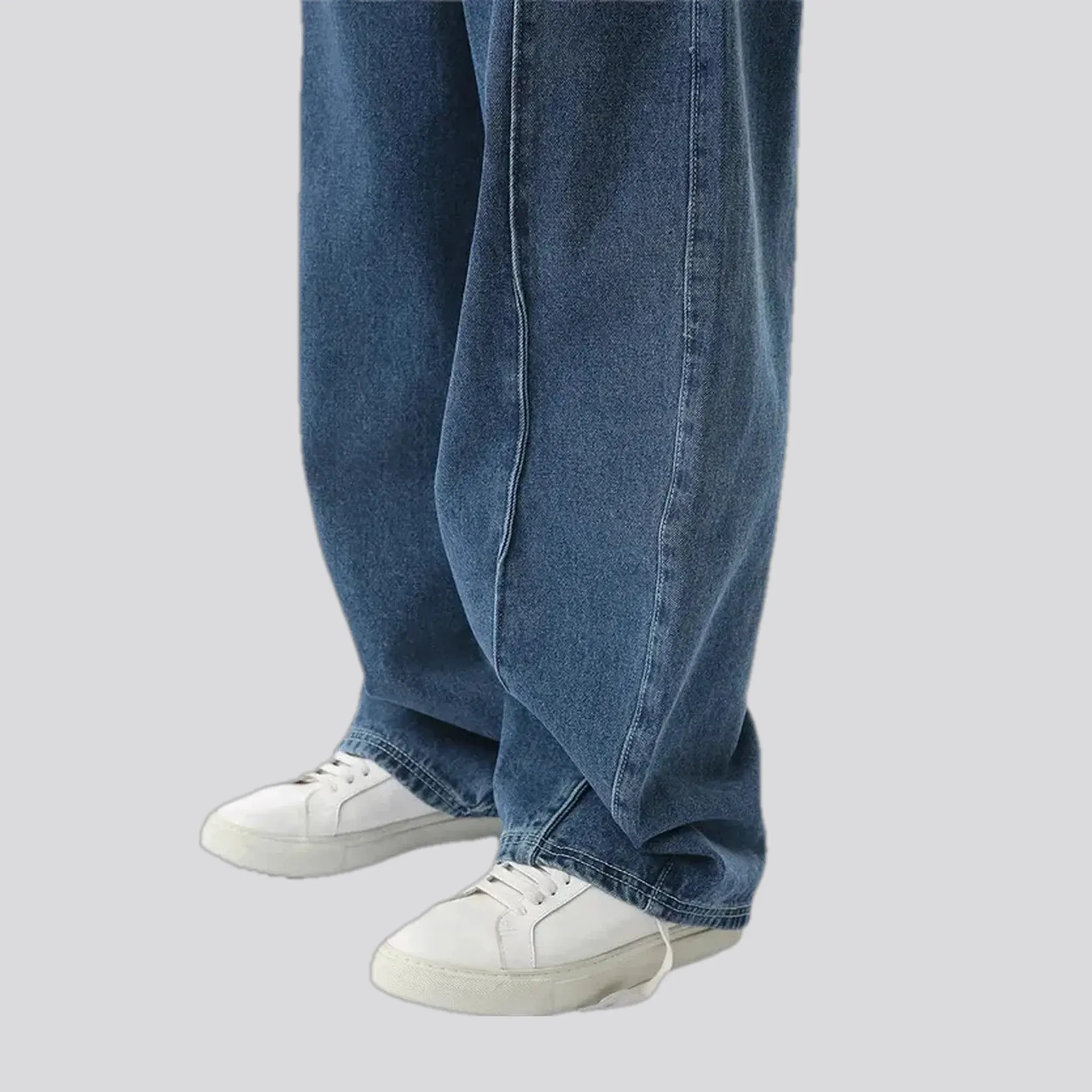 Mid rise sailor collar men's jeans