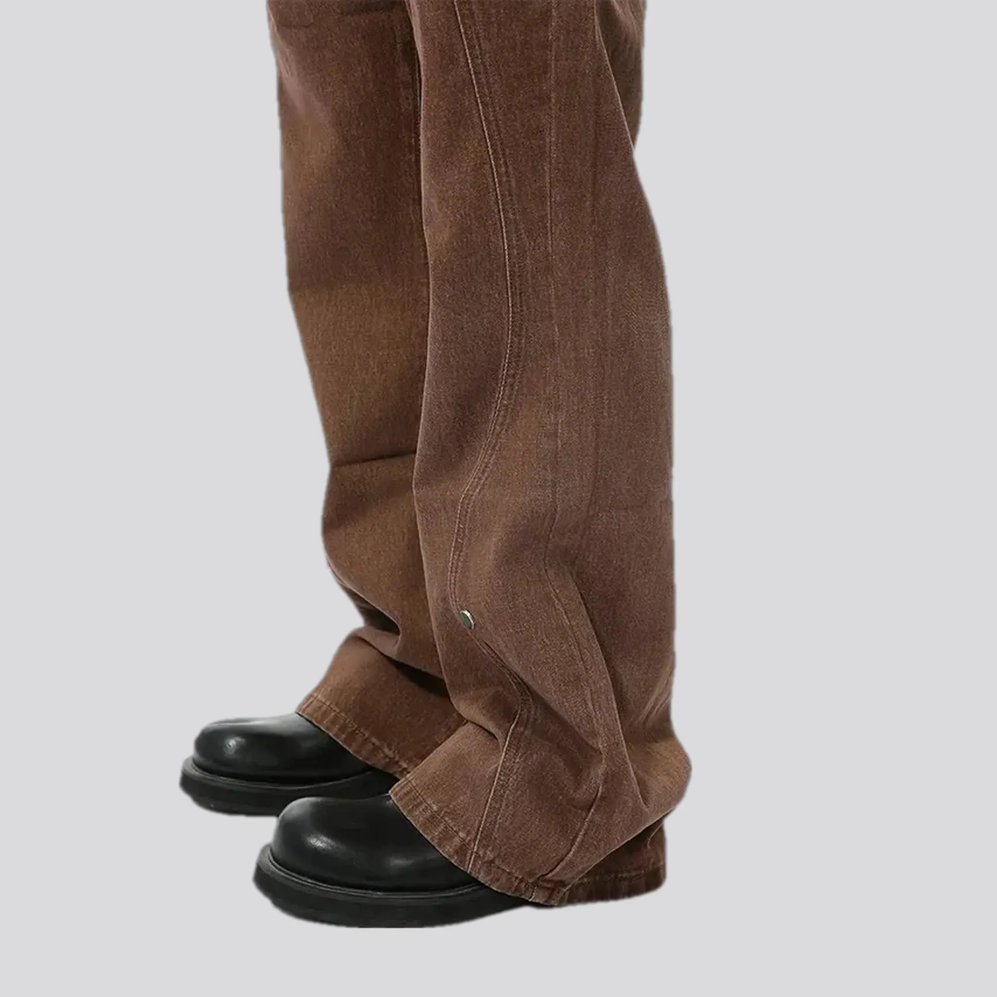 Mid-waist button jeans for men