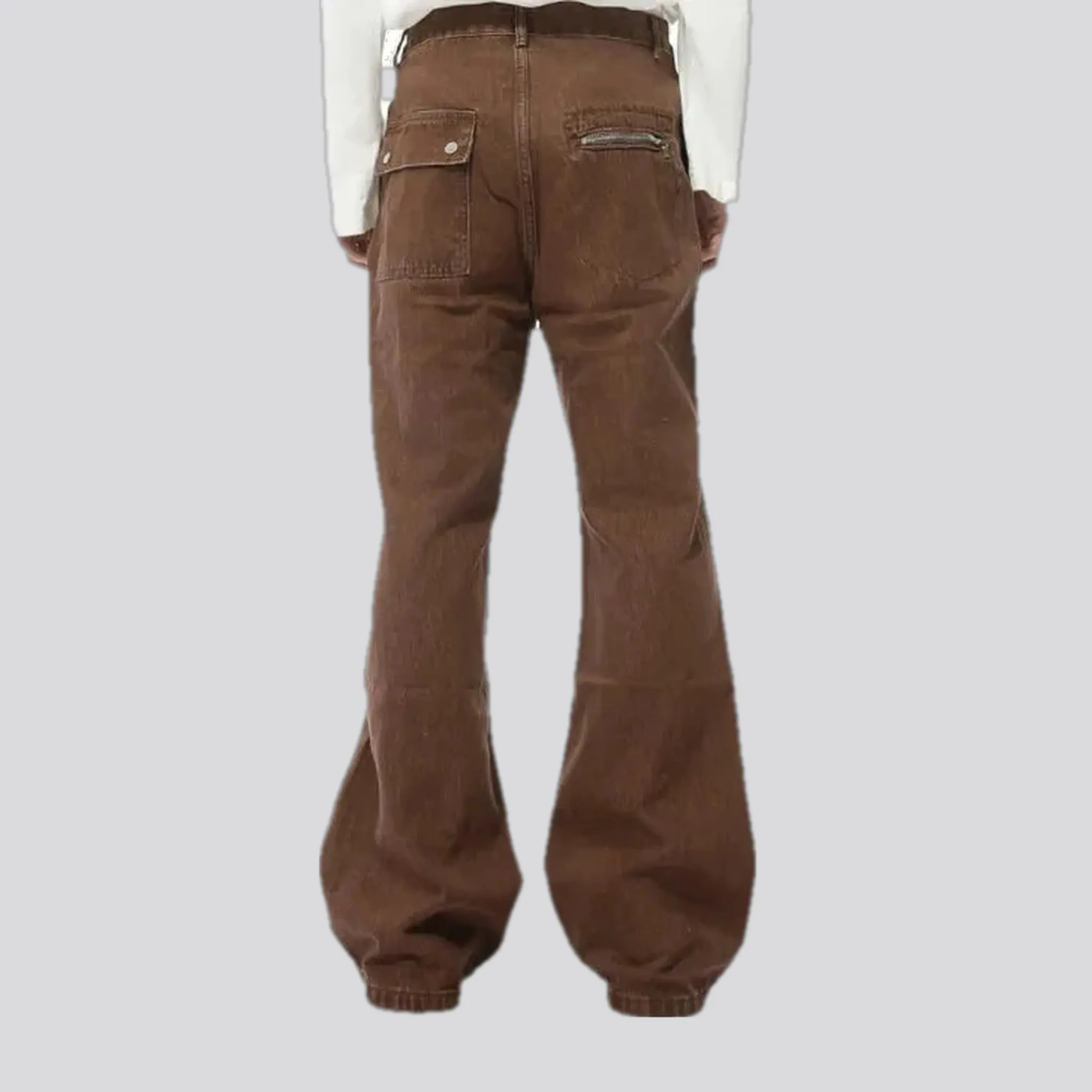 Mid-waist button jeans for men