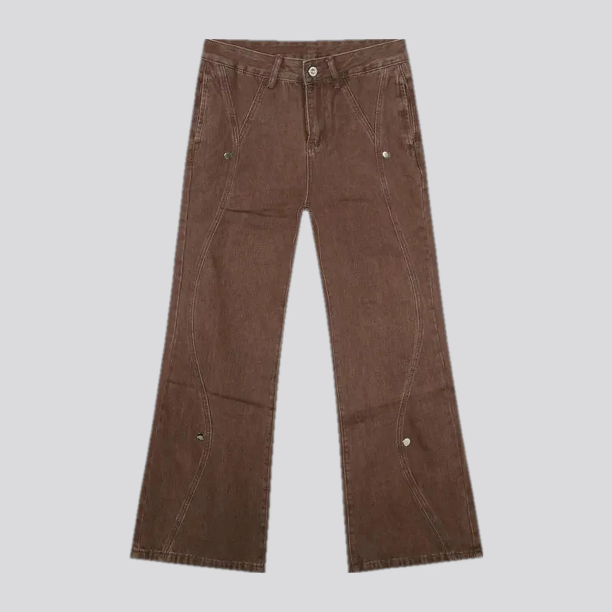 Mid-waist button jeans for men
