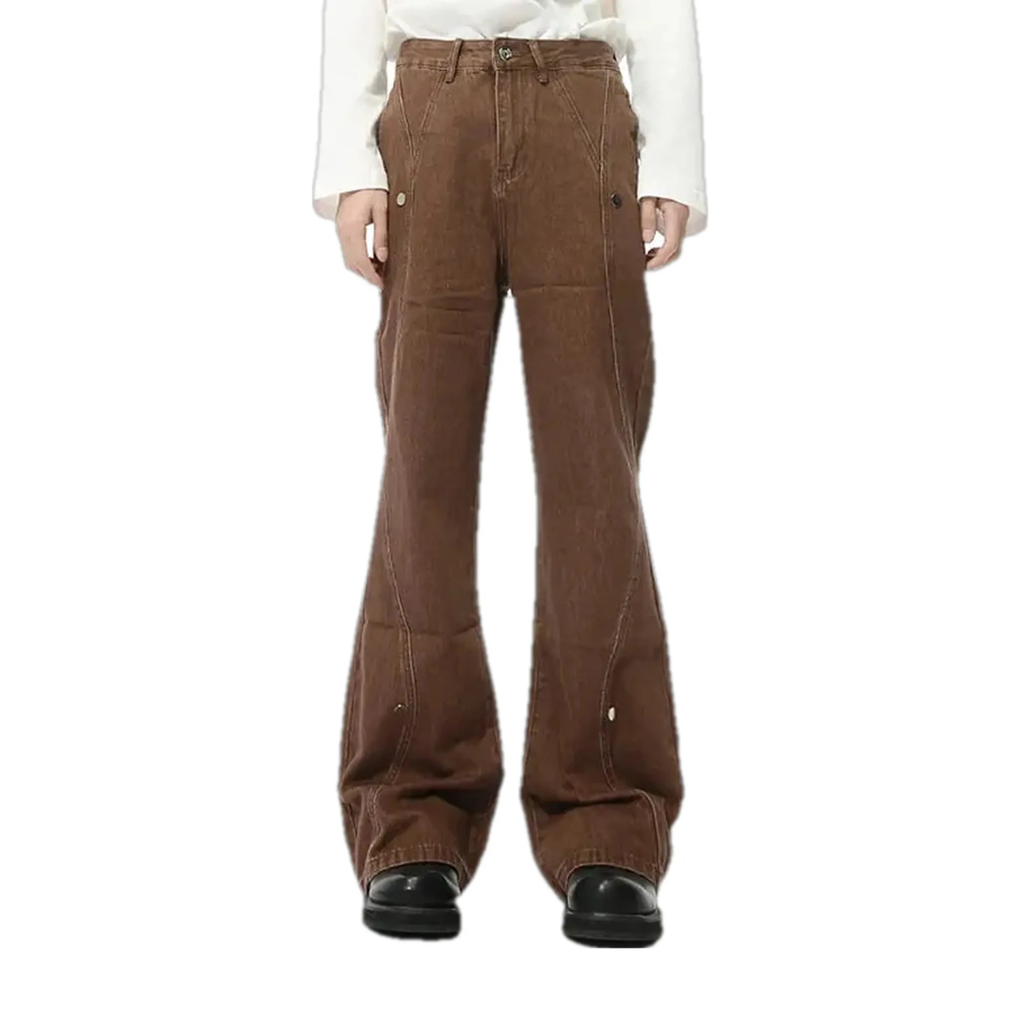 Mid-waist button jeans for men