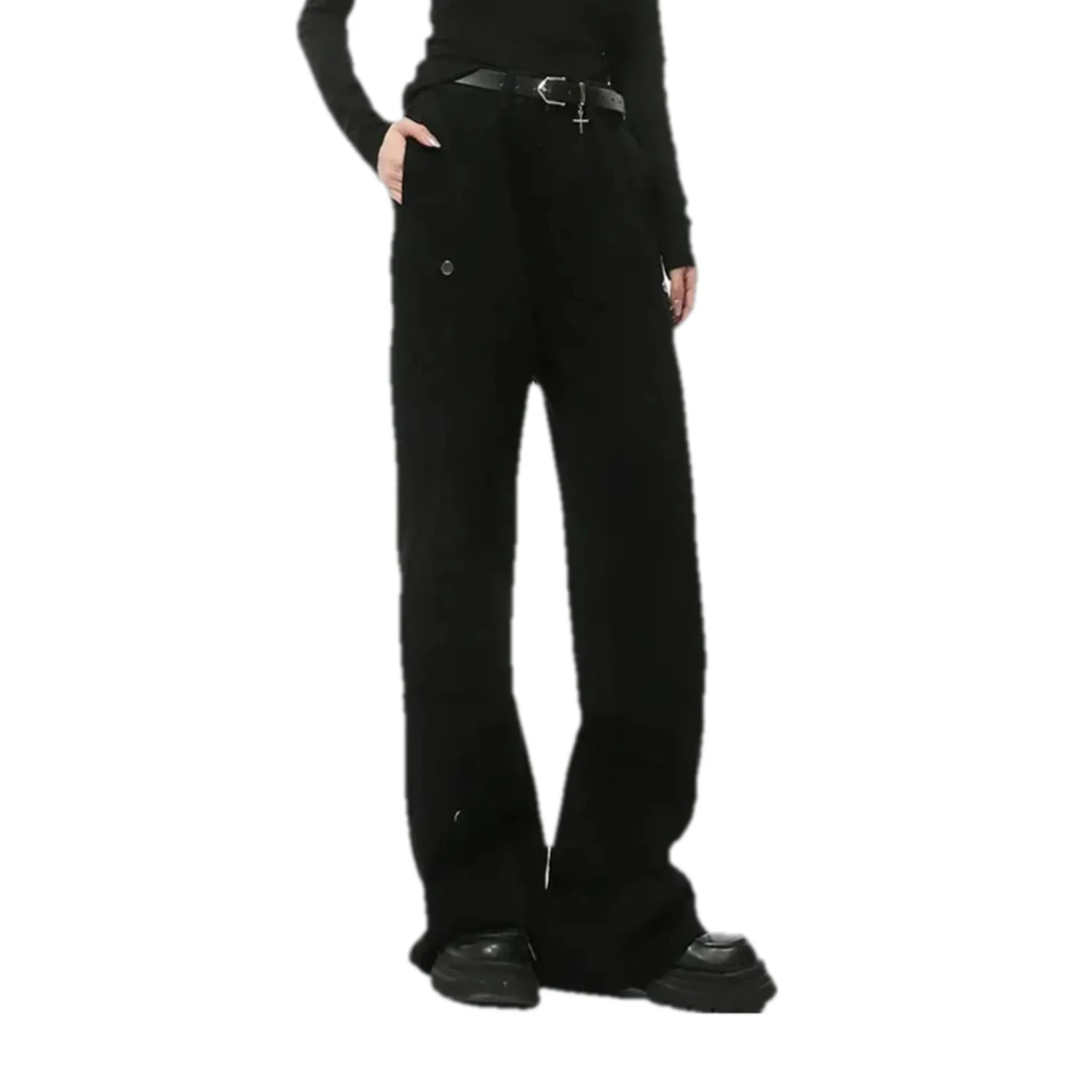 Mid-waist button jeans for men