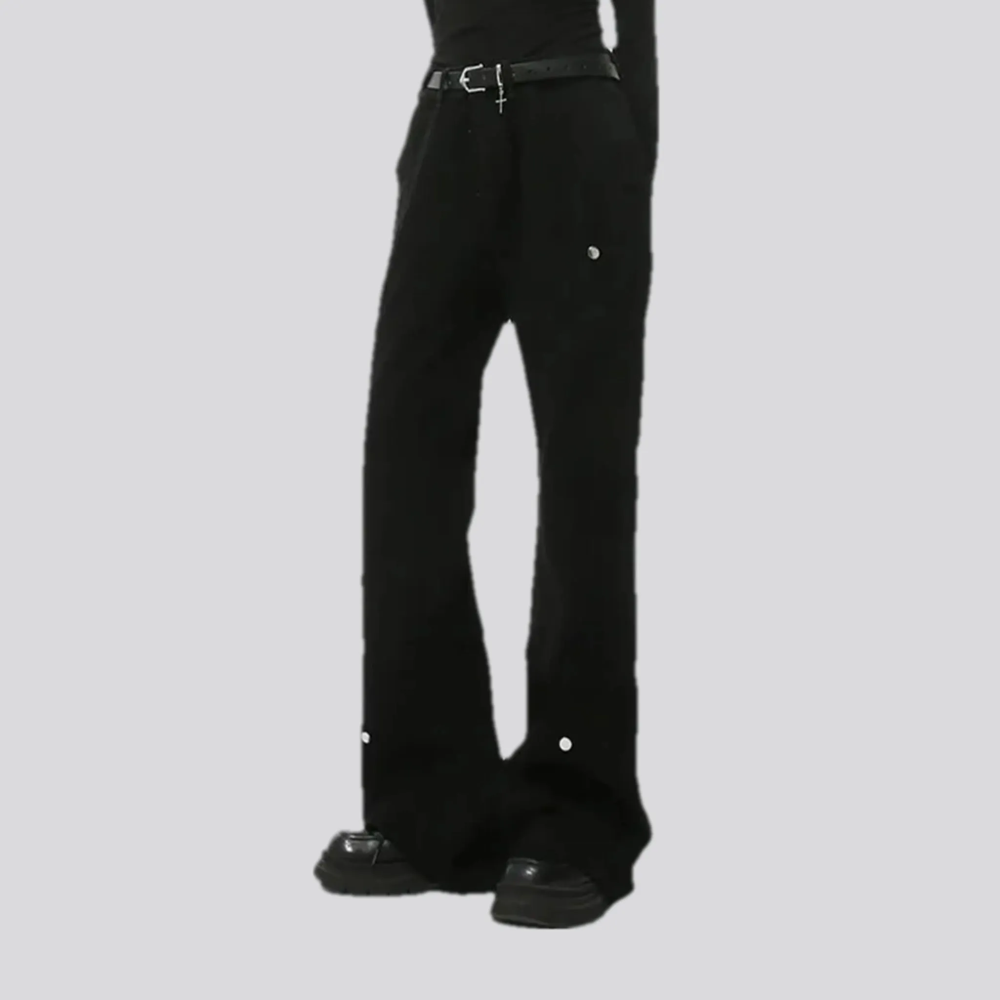 Mid-waist button jeans for men