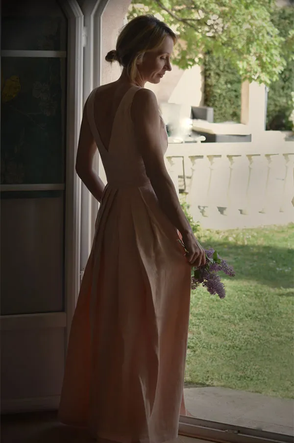 Mina Linen Dress in Blush
